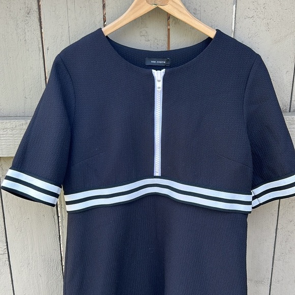 Cop.Copine Women's Pumila Short Sleeve Zip Front Mini Dress Size EU 42 - Picture 2 of 6